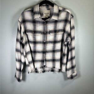 Lucky Brand Women's Plaid Shirt- Black and White Sz Small EUC